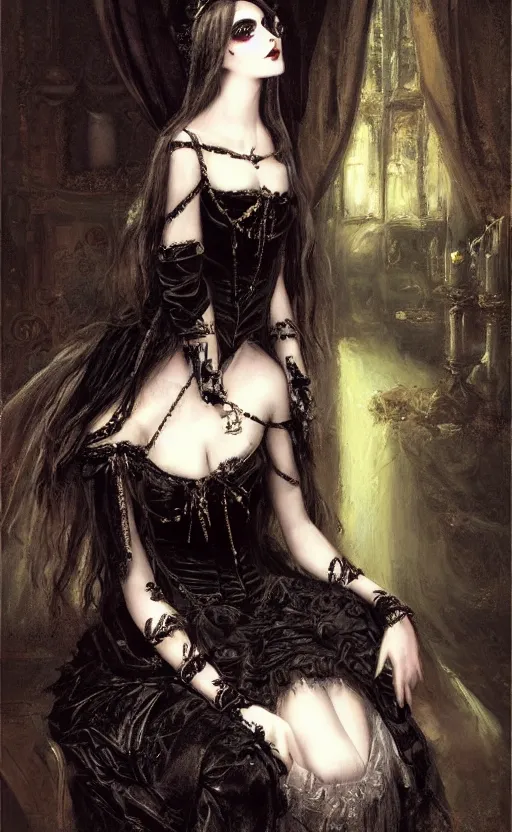 Image similar to Gothic princess. By William-Adolphe Bouguerea, highly_detailded