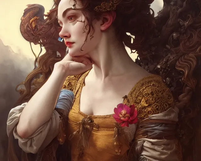 Image similar to photography of hendrick goltzius, deep focus, d & d, fantasy, intricate, elegant, highly detailed, digital painting, artstation, concept art, matte, sharp focus, illustration, hearthstone, art by artgerm and greg rutkowski and alphonse mucha