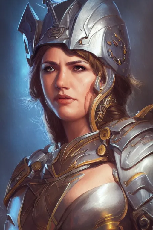 Image similar to amazon valkyrie athena, d & d, fantasy, portrait, highly detailed, headshot, digital painting, trending on artstation, concept art, sharp focus, illustration, art by artgerm and greg rutkowski and magali villeneuve