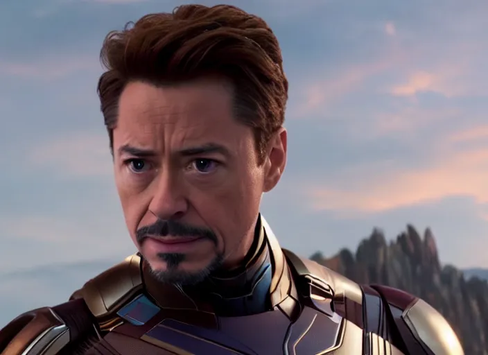 Prompt: film still of Joseph Gordon Leavitt as Tony Stark in Avengers Infinity War, 4k