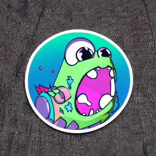 Prompt: cute monster skateboarding, sticker art, cronobreaker, beeple