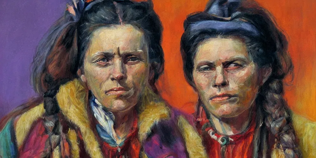 Image similar to portrait of an wild west outlaw woman, colorful