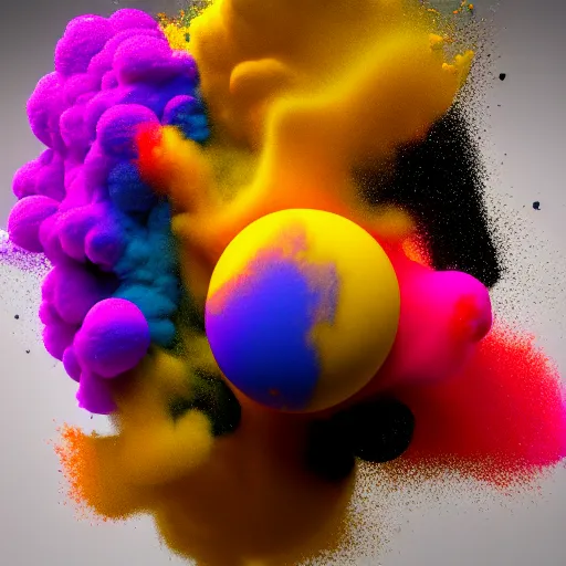 Image similar to color powder explosion on black background, particles, fine detail, hyperrealism, james jean, golden ratio, sharp focus, octane render, sidefx houdini, artstation, vfx