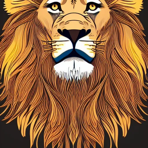 Image similar to Cute lion, very detailed, Behance, illustration, vector, sharp focus, 4k