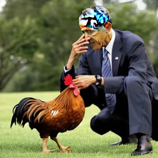 Image similar to photo of president obama holding a rooster,