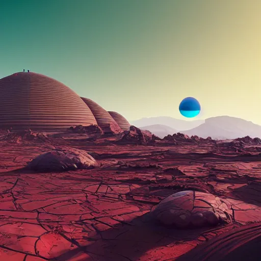 Image similar to the structure on a terraformed mars, artwork by beeple