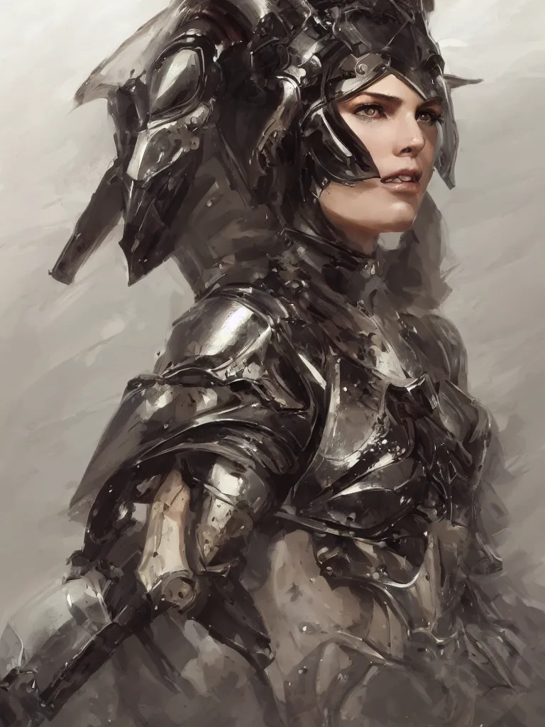 Prompt: a portrait of an attractive young woman, clothed in battle armor, olive skin, long dark hair, beautiful bone structure, symmetrical facial features, intricate, elegant, highly detailed, digital painting, trending on Artstation, concept art, smooth, sharp focus, illustration, from Metal Gear by Ruan Jia and Mandy Jurgens and Artgerm and greg rutkowski and william-adolphe bouguerea, award winning