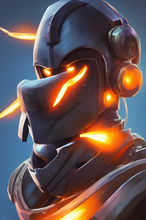 Image similar to epic mask helmet robot ninja portrait stylized as fornite style game design fanart by concept artist gervasio canda, behance hd by jesper ejsing, by rhads, makoto shinkai and lois van baarle, ilya kuvshinov, rossdraws global illumination radiating a glowing aura global illumination ray tracing hdr render in unreal engine 5