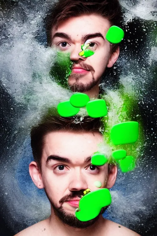 Prompt: 📷 jacksepticeye swimming in soup, made of food, head portrait, dynamic lighting, 4 k