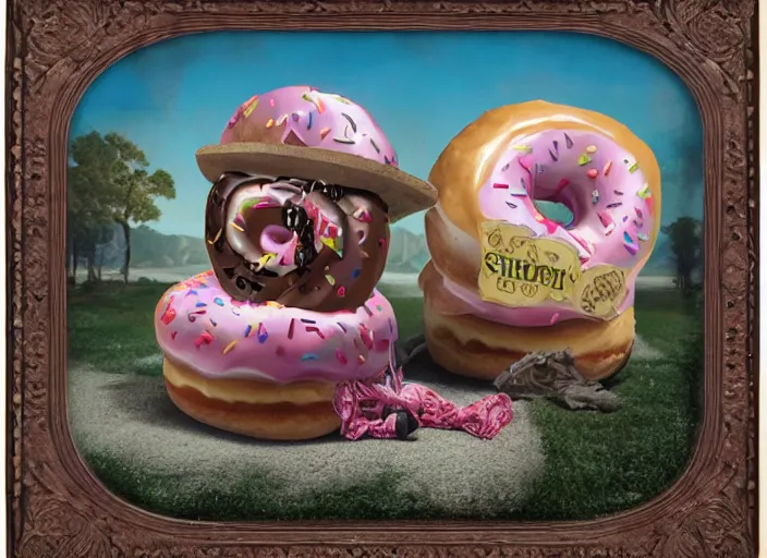 Image similar to the sheriff in form of a donut, lowbrow, matte painting, 3 - d highly detailed, in the style of mark ryden,