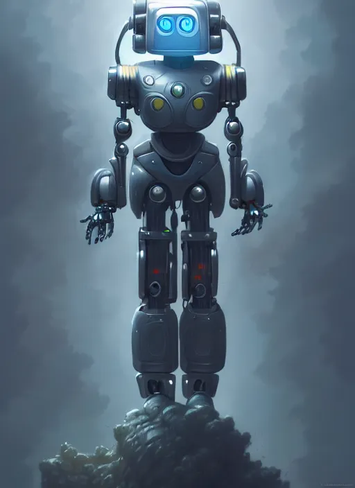 Prompt: a robot with a jetpack, diffuse lighting, fantasy, highly detailed, photorealistic, digital painting, artstation, illustration, concept art, smooth, sharp focus, in the style of tom bagshaw