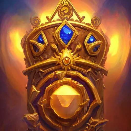 Image similar to a golden majestic crown with gemstone carved into it, floating crown, yellow magic theme, bright art masterpiece artstation. 8 k, sharp high quality artwork in style of jose daniel cabrera pena and greg rutkowski, concept art by tooth wu, blizzard warcraft artwork, hearthstone card game artwork, the crown only