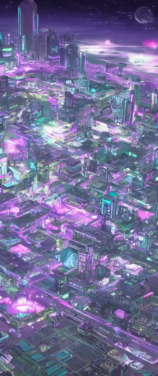 Image similar to a beautiful drawing of small section of a future funk space city, unreal engine