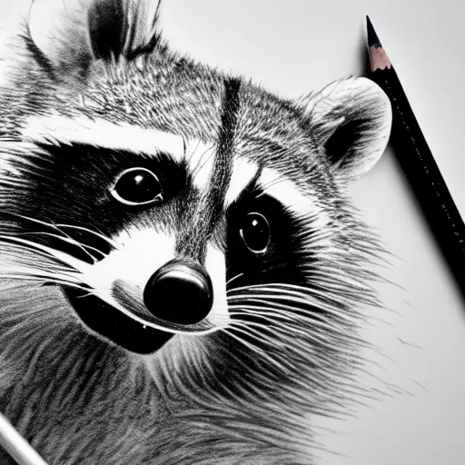 Prompt: a very detailed pencil drawing of a raccoon in an astronaut suit in space 4 k, high resolution, still, landscape, hd, dslr, hyper realistic, sketch