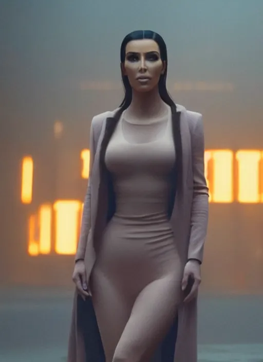 Image similar to film still of kim kardashian as Joi in Bladerunner 2049,