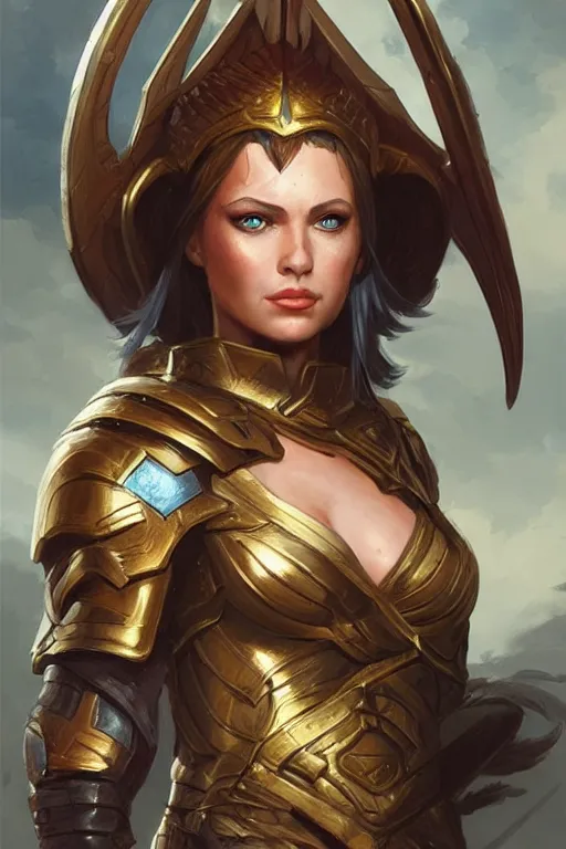 Image similar to amazon valkyrie athena, d & d, fantasy, portrait, highly detailed, headshot, digital painting, trending on artstation, concept art, sharp focus, illustration, art by artgerm and greg rutkowski and magali villeneuve