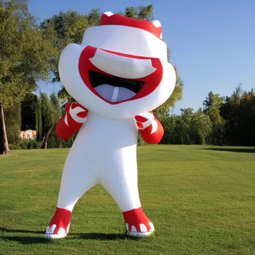 Image similar to giant mascot made of porcelain