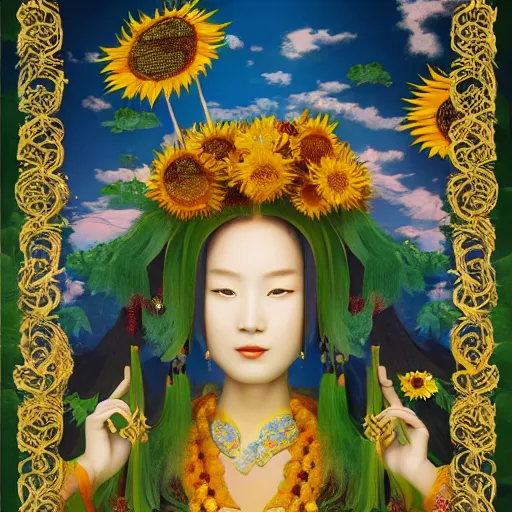 The Chinese goddess of sunflowers meeting with the | Stable Diffusion ...