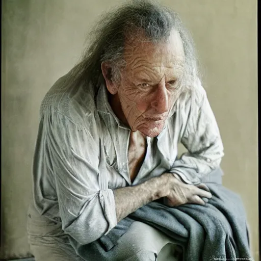 Image similar to a man realistic candid portrait photography by annie leibovitz