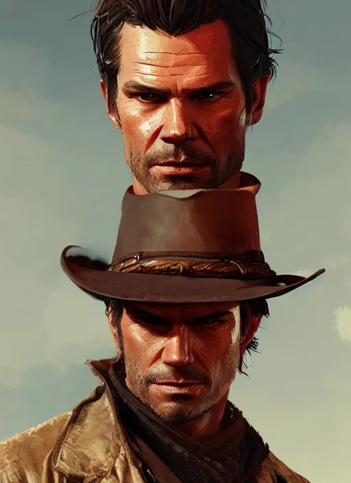 Image similar to highly detailed portrait of timothy olyphant red dead redemption art, unreal engine, fantasy art by greg rutkowski