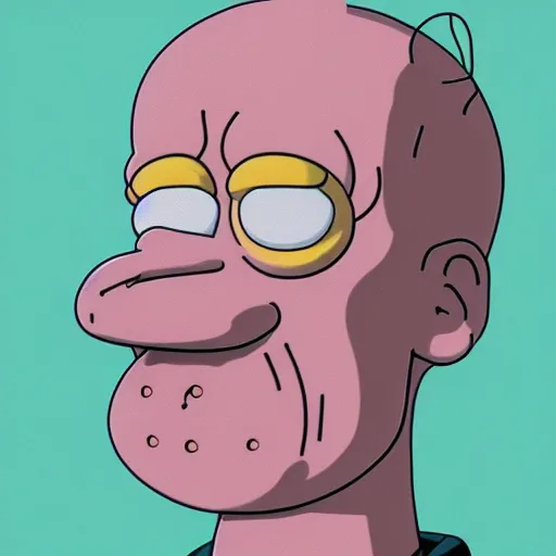 Prompt: full view of homer simpson from serial experiments lain, textured, hair, style of yoshii chie and hikari shimoda and martine johanna, highly detailed, realistic, real life