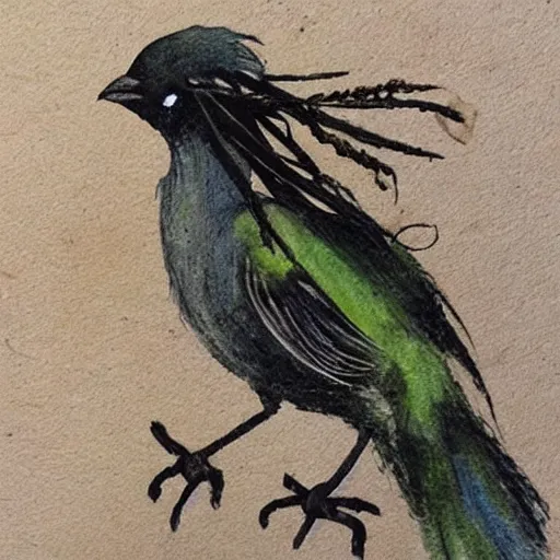 Prompt: bird with dreadlocks