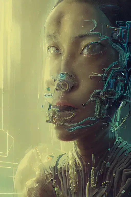 Image similar to hyperrealistic portrait of a woman monster astronaut, full body portrait, well lit, intricate abstract. cyberpunk, intricate artwork, by Tooth Wu, wlop, beeple. octane render,in the style of Jin Kagetsu, James Jean and wlop, highly detailed, sharp focus, intricate concept art, digital painting, ambient lighting, 4k, artstation