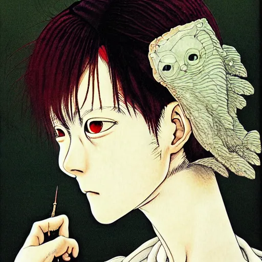 Image similar to prompt : portrait of taken character painted in miyazaki color style drawn by katsuhiro otomo and takato yamamoto, inspired by fables, china doll face, smooth face feature, intricate oil painting, high detail, sharp high detail, manga and anime 2 0 0 0