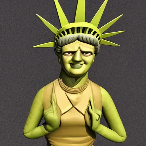 Prompt: cartoon statue of liberty, angry, flustered