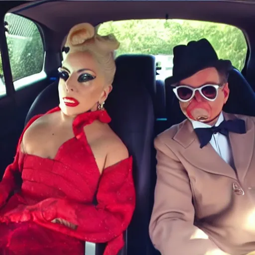 Image similar to lady gaga and judy garland carpool karaoke