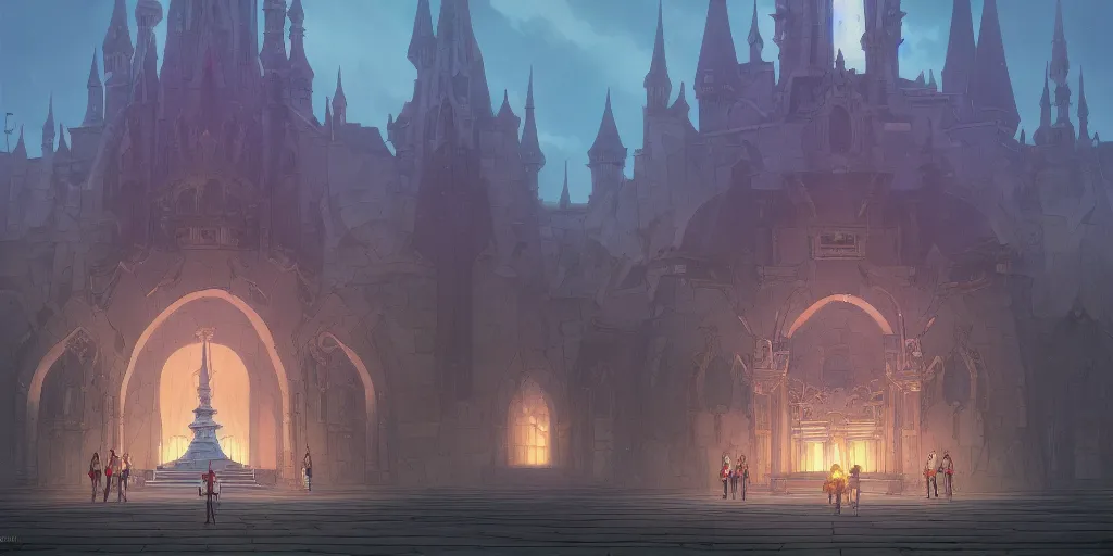 Image similar to a wholesome animation key shot of a grand mausoleum of a dark lord, medium shot, architecture, studio Ghibli, Pixar and Disney animation, sharp, very detailed, high resolution, inspired by Hayao Miyazaki, anime key art by Greg Rutkowski, Bloom, dramatic lighting