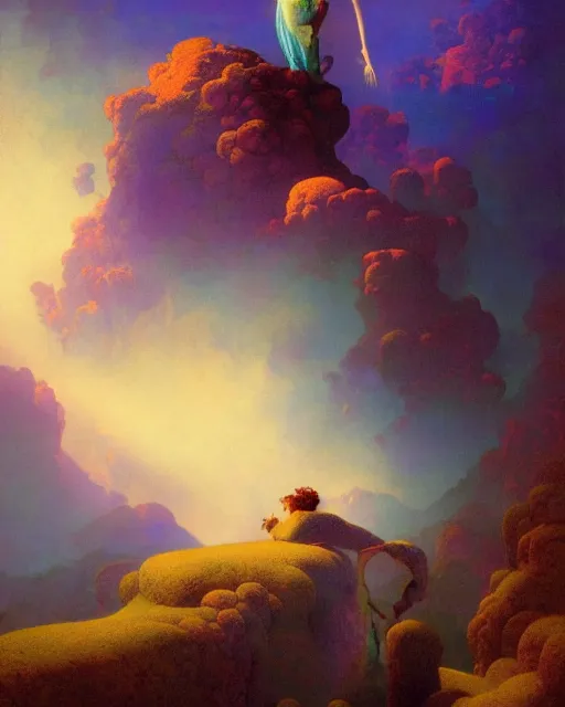 Prompt: the most wonderful dream you ever had, concept art, vivid color, complementary color, golden ratio, detailed, sharp lines, intricate, rainbowshift, by maxfield parrish, by peter mohrbacher, by gustave dore, by brian froud, deviantart, octane render