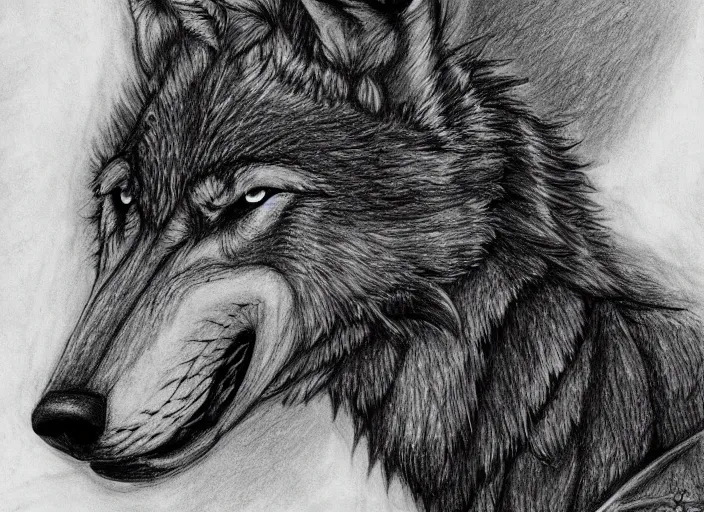 Cartoon - Realistic black and white drawing of wolf's head - CleanPNG /  KissPNG