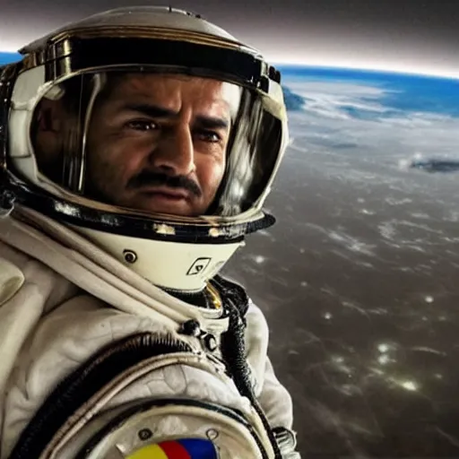 Image similar to kurdish astronaut in a movie directed by christopher nolan, movie still frame, promotional image, imax 7 0 mm footage