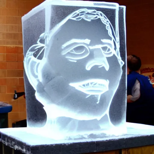 Prompt: jim halpert ice sculpture