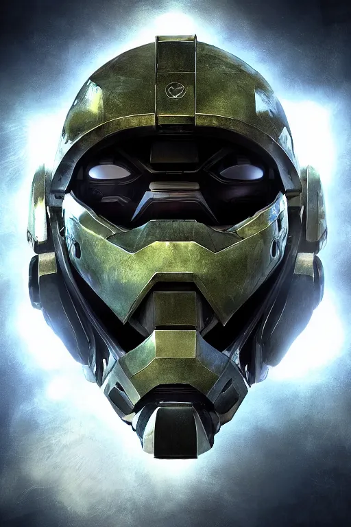 Image similar to robot ninja mask helmet halo master chief radiating a glowing aura global illumination ray tracing hdr fanart arstation by ian pesty and katarzyna da „ bek - chmiel