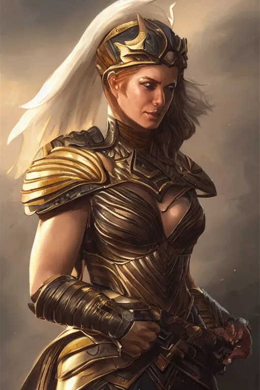 Image similar to amazon valkyrie athena, d & d, fantasy, portrait, highly detailed, headshot, digital painting, trending on artstation, concept art, sharp focus, illustration, art by artgerm and greg rutkowski and magali villeneuve