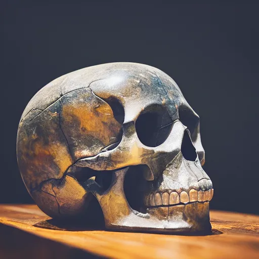 Prompt: high quality photo of crystal skull, photography 4k, f1.8 anamorphic, bokeh, 4k, Canon, Nikon