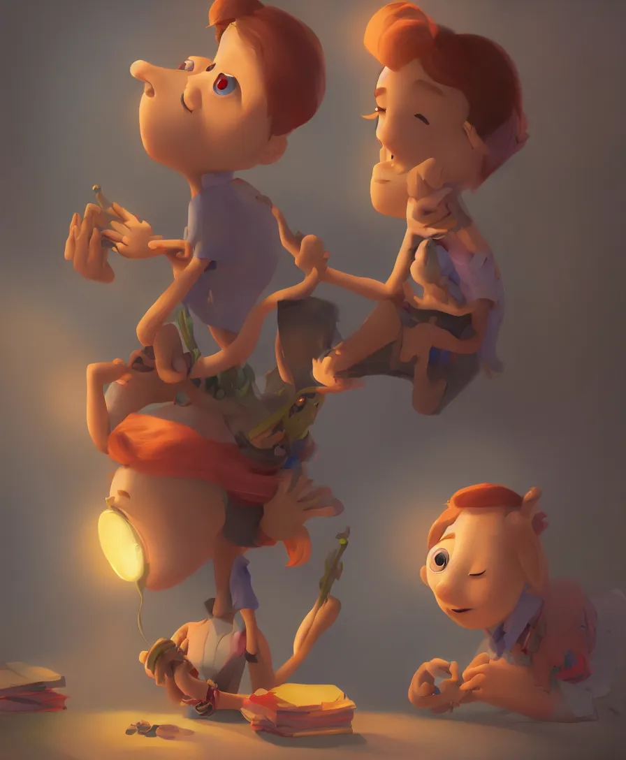 Image similar to first love, pixar style, illustrated, concept art, behance, artstation, 4 k, 8 k