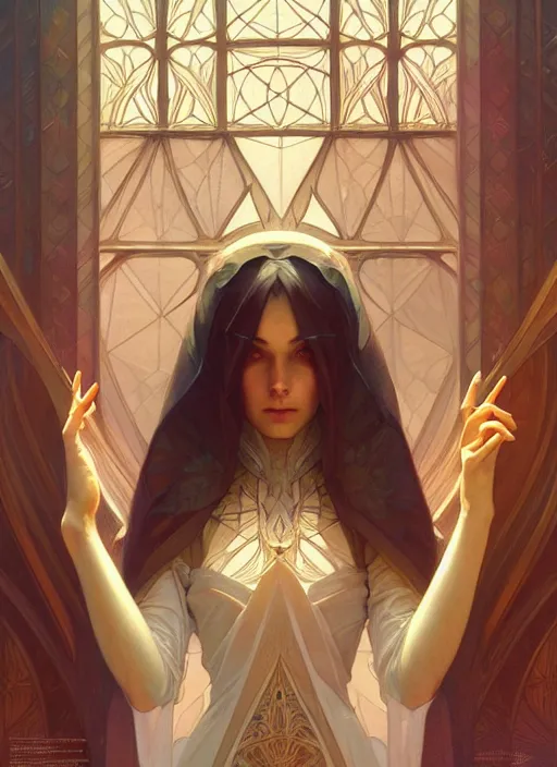 Image similar to symmetry seamless, fantasy, window intricate, elegant, highly detailed, digital painting, artstation, concept art, smooth, sharp focus, illustration, art by artgerm and greg rutkowski and alphonse mucha