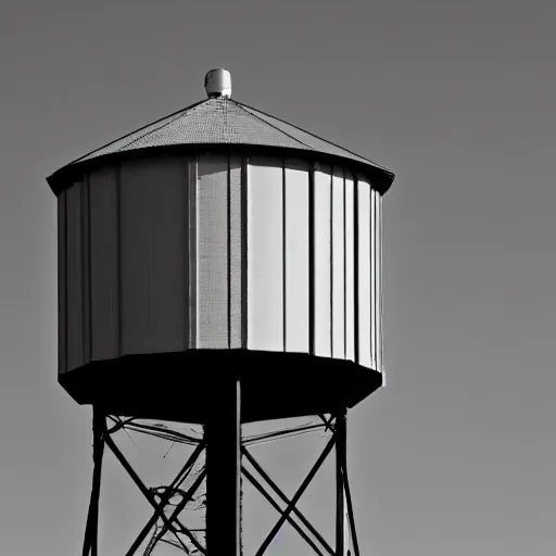 Prompt: ominous imposing tall water tower 5 5 mm photography