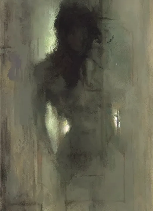 Image similar to through the mirror by Jeremy Mann, stylized, detailed, pastel colors, loose brush strokes