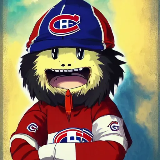 Image similar to anime Portrait of Youppi the Habs Montreal Canadiens Mascot as a very cute powerful and friendly pokemon, highly detailed anime, high evolution, 1990s, legendary, smooth, sharp focus, dynamic lighting, intricate, trending on ArtStation, illustration pokemon, art by WLOP