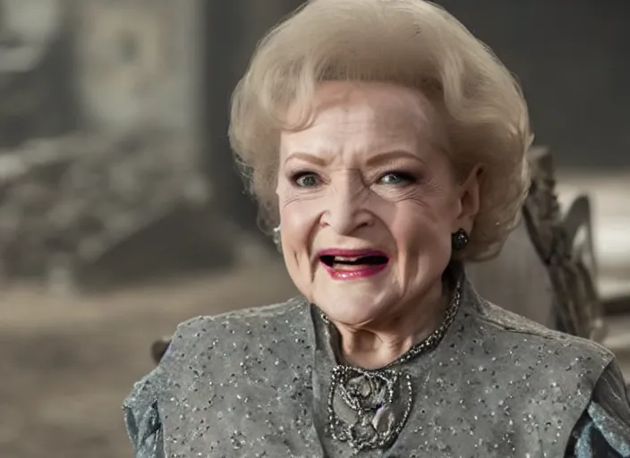 Image similar to a screenshot of betty white in an episode of game of thrones