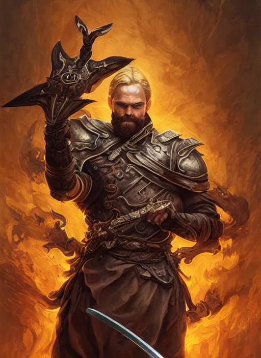 Image similar to PewDiePie as a mean looking hero holding an enormous large dual wielding sword, intricate, elegant, highly detailed, centered, digital painting, artstation, concept art, smooth, sharp focus, illustration, artgerm, donato giancola, Joseph Christian Leyendecker, WLOP, Boris Vallejo, Artgerm