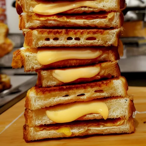 Prompt: a creature completely made of grilled cheese