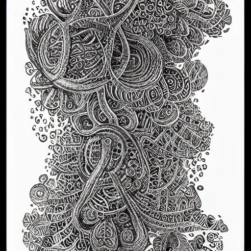 Image similar to infinite dimensions draw in intricate detail with micron black ink on large parchment