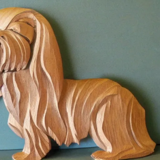 Image similar to wood carving of maltese terrier details, photo