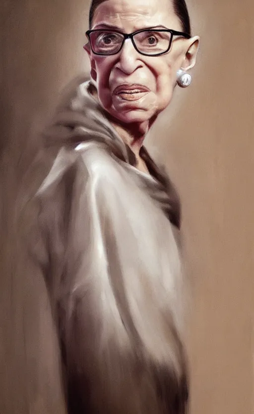 Image similar to ruth bader ginsburg wearing rick owens by zhaoming wu, nick alm