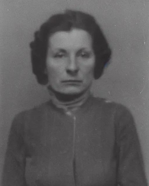 Image similar to a police mugshot of muriel kessler in latvia